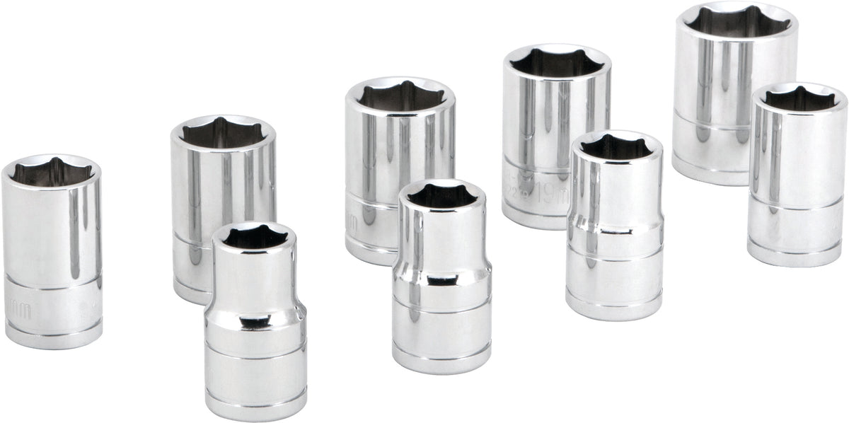 9 Pc 1/2" Met Socket Set Shallow - 117-1059 - Performance Tool