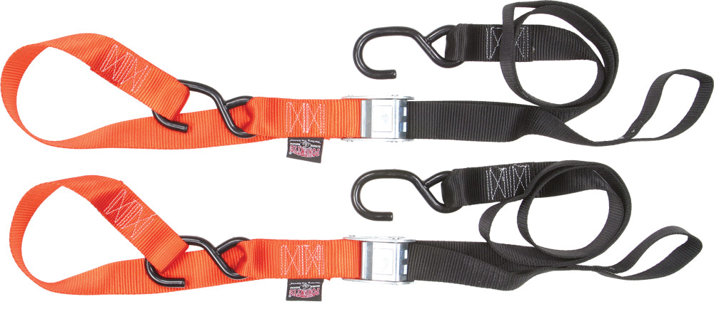Tie-Down Cam S-Hook Soft-Tye 1.5"X6' Black/Orange Pair - 29-1133 - Powertye