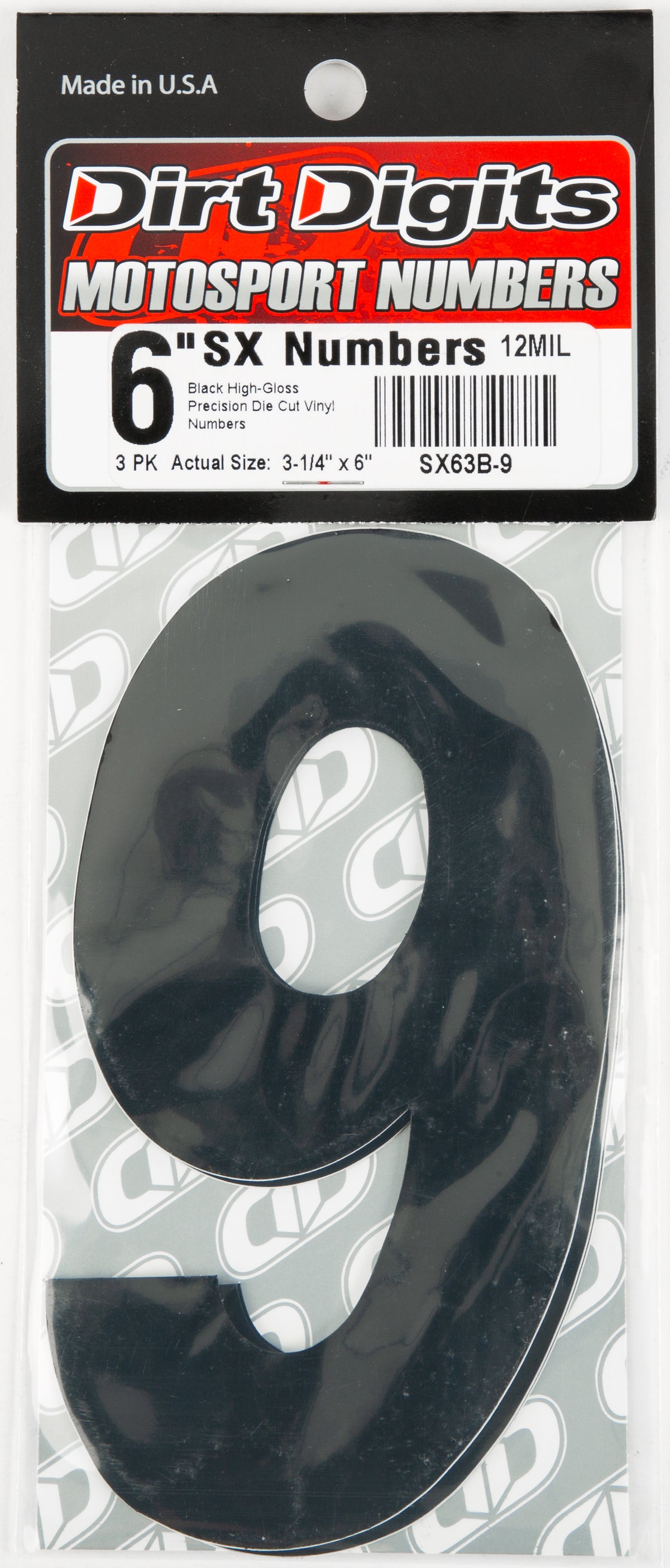 #9 6" Black Super X Digits 3/Pk - 09-6519 - Dirt Digits