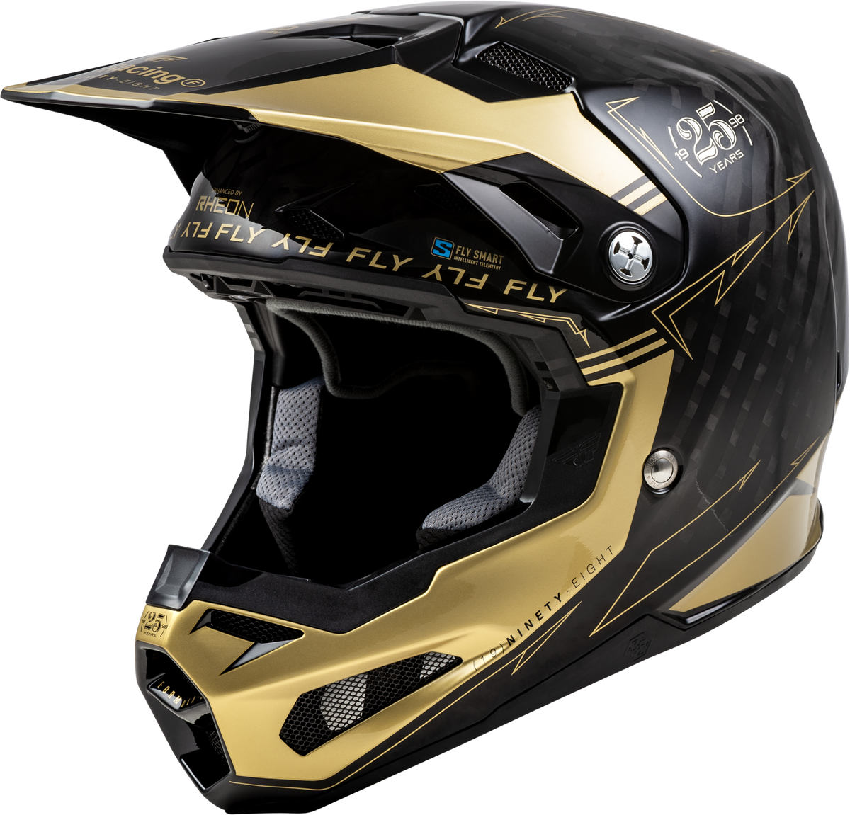 Youth Formula S Carbon Legacy Helmet Black/Gold Yl - 73-4446YL - Fly Racing