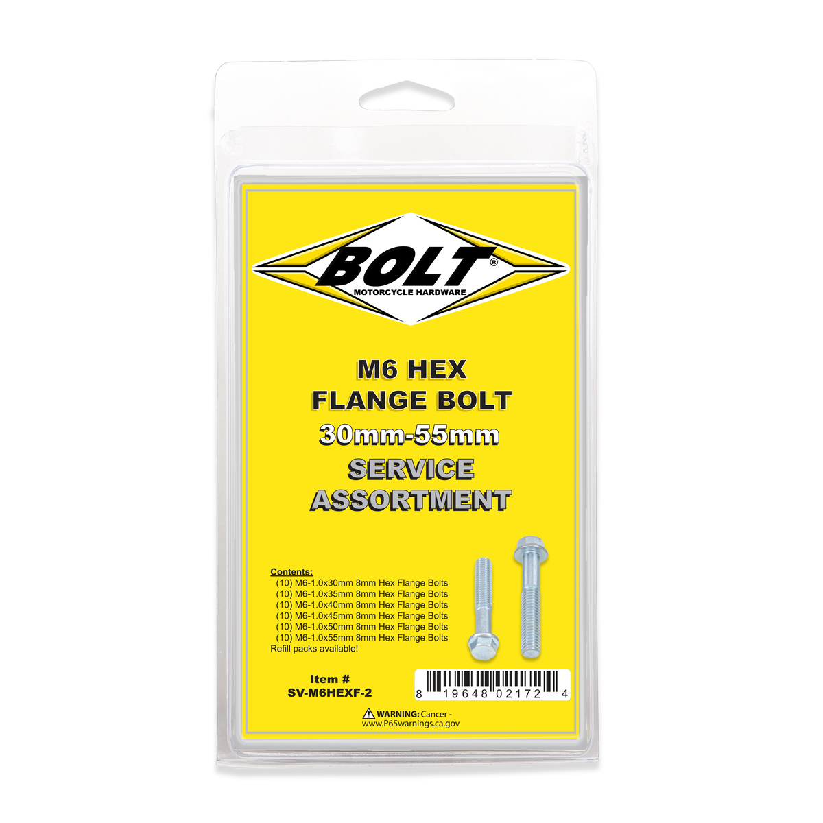 M6 8mm Hex Flange Bolt Assortment 60 Piece Kit - 024-68030 - BOLT