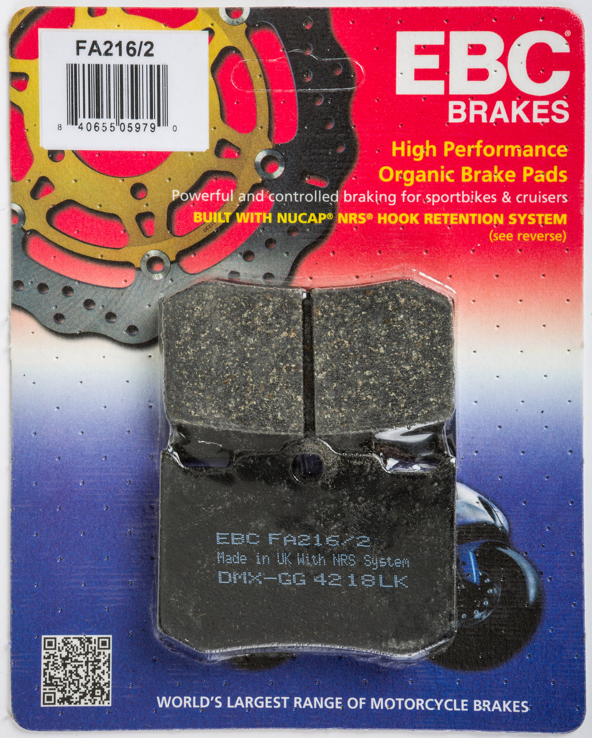 Brake Pads Fa216/2 Aftermarket Caliper Brake Pad - 15-216/2 - EBC Motorcycle Brakes