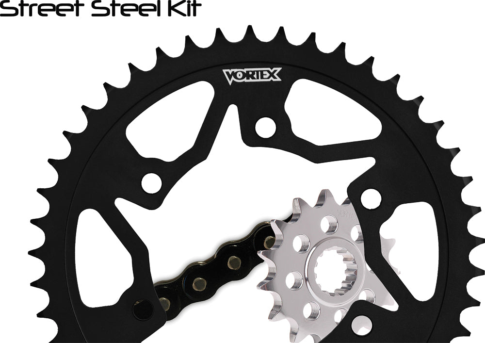 Sprocket/Chain Kit Stl/Stl 16/45t Sil Sx3 525-112l Blk - 3-CK5127 - VORTEX