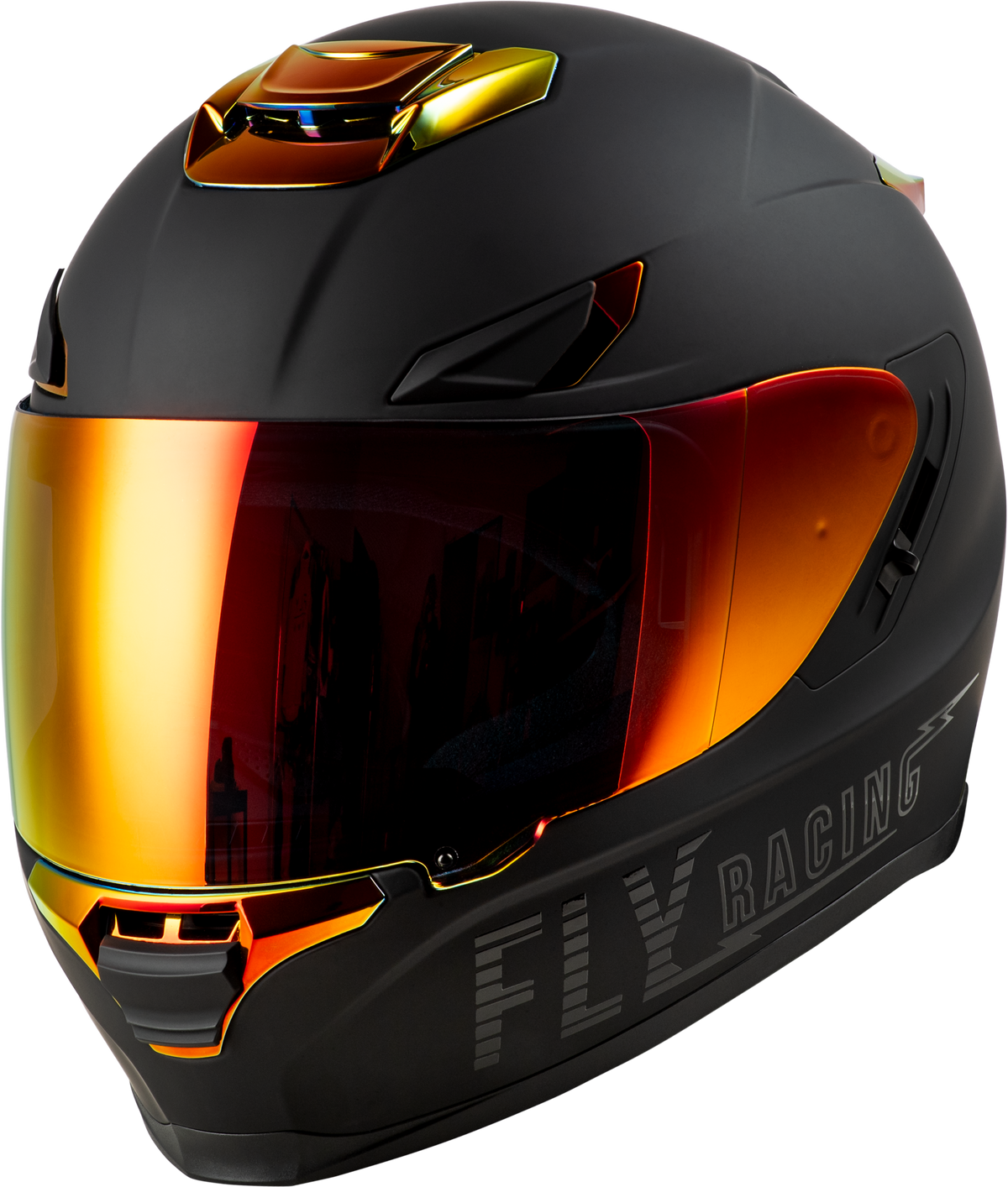 Sentinel Recon Helmet Matte Black/Fire Chrome Lg - 73-8427L - Fly Racing