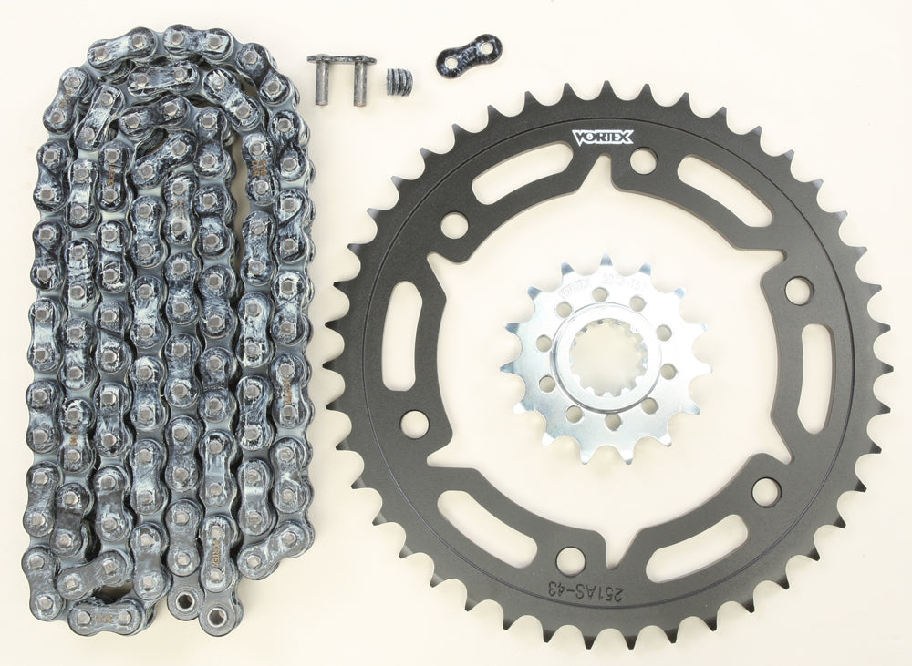 Sprocket/Chain Kit Stl/Stl 15/43t Sil Rx3 520-114l Blk - 3-CK6341 - VORTEX