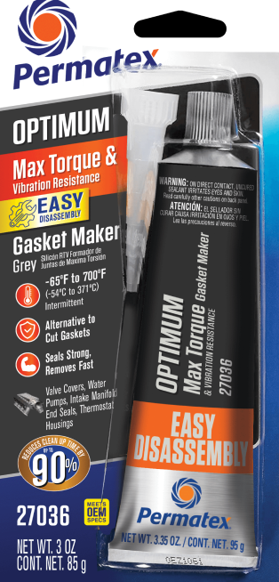 Optimum Grey Rtv Silicone 3 Oz 12/Case - 59-9220 - Permatex