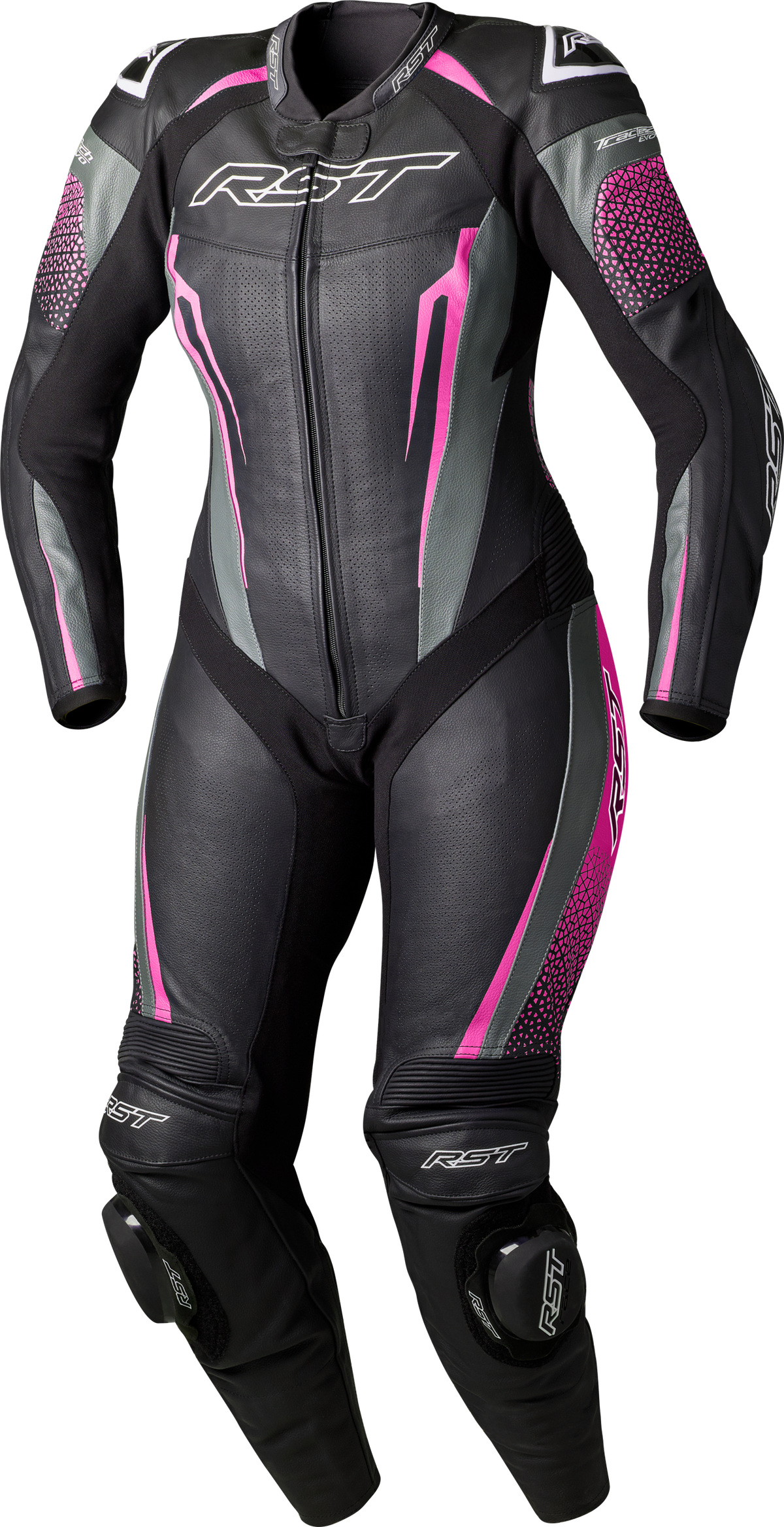 Womens Tractech Evo D3o Suit Black/Pink Leather Lg - 556-3706114 - RST