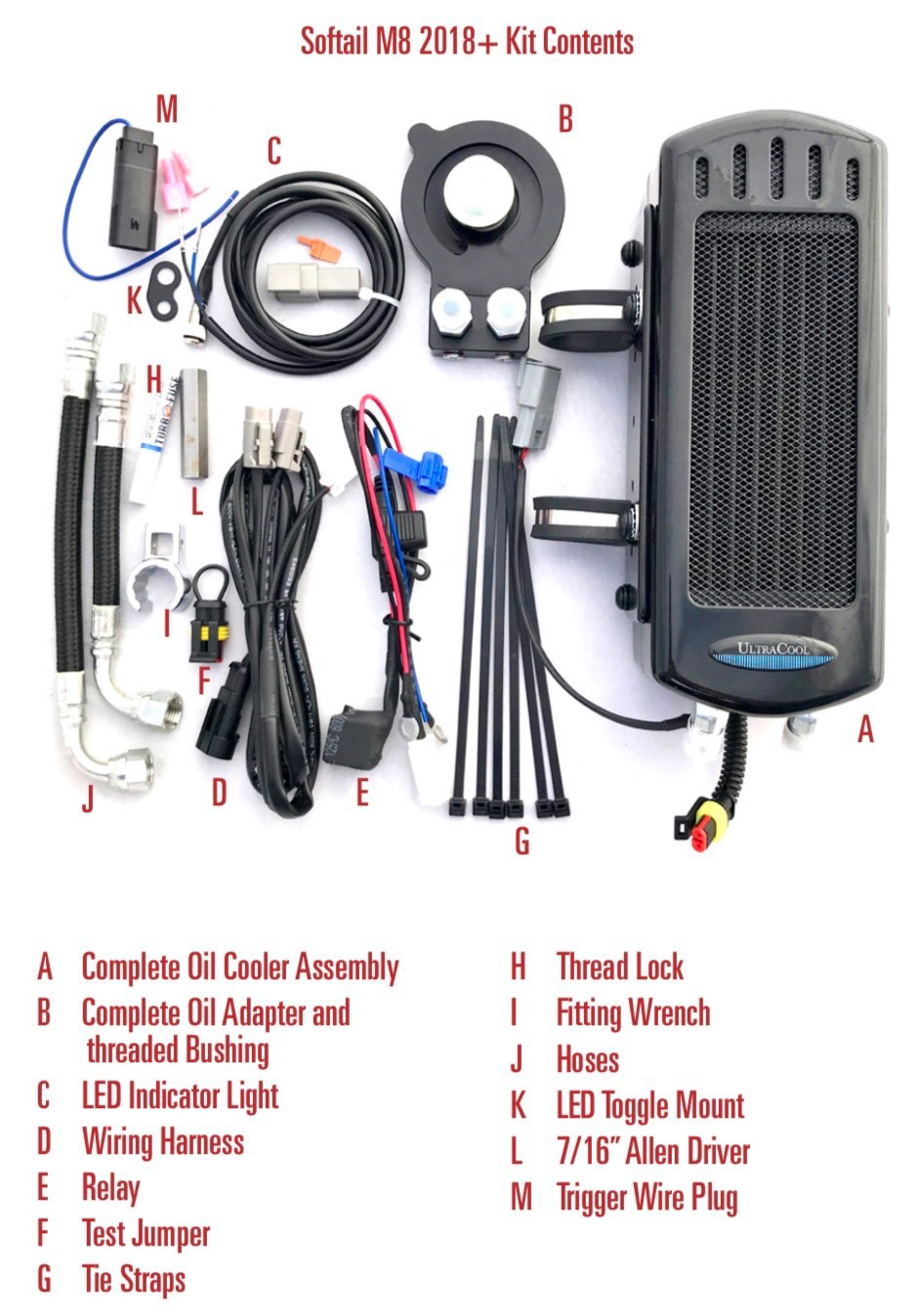 Side Mount Oil Cooler M8 Softail `17-23  Gloss Blk - 56-7214 - Ultra Cool