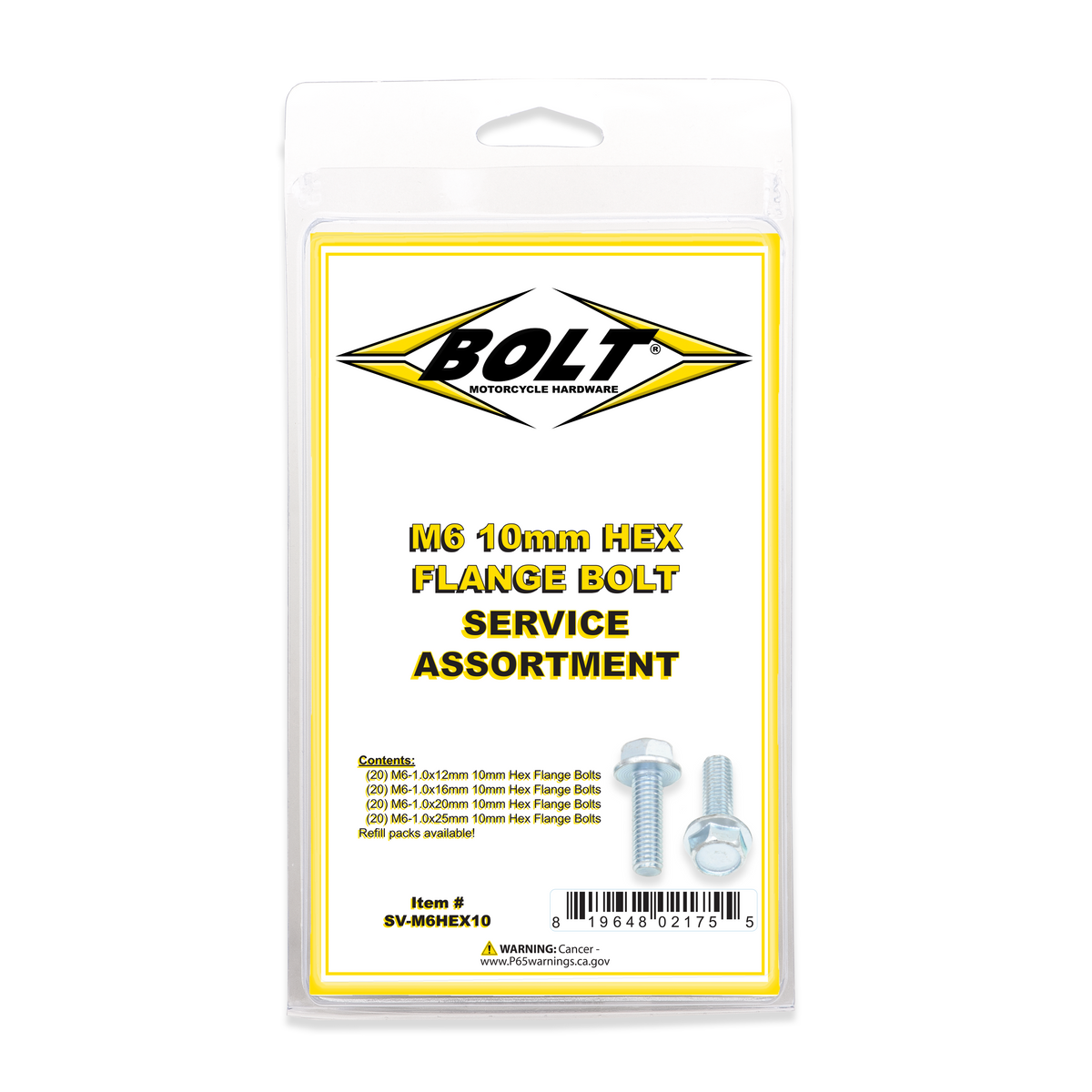 M6 10mm Hex Flange Bolt Assortment 80 Piece Kit - 023-10600 - BOLT