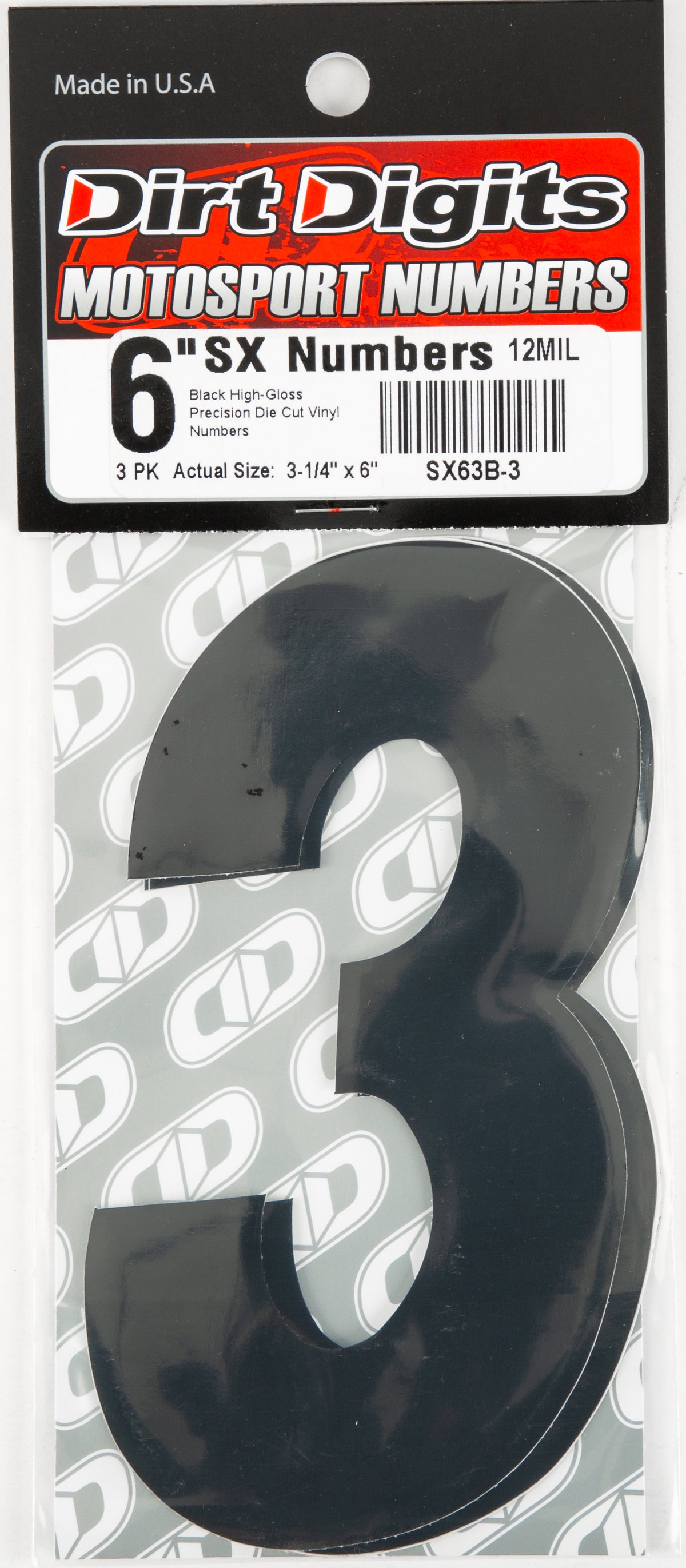 #3 6" Black Super X Digits 3/Pk - 09-6513 - Dirt Digits