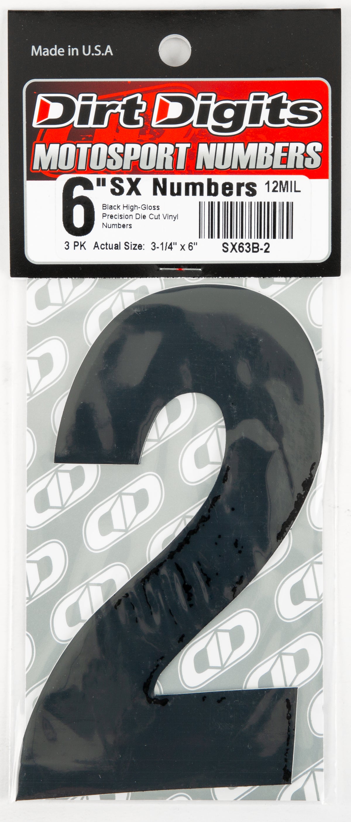 #2 6" Black Super X Digits 3/Pk - 09-6512 - Dirt Digits