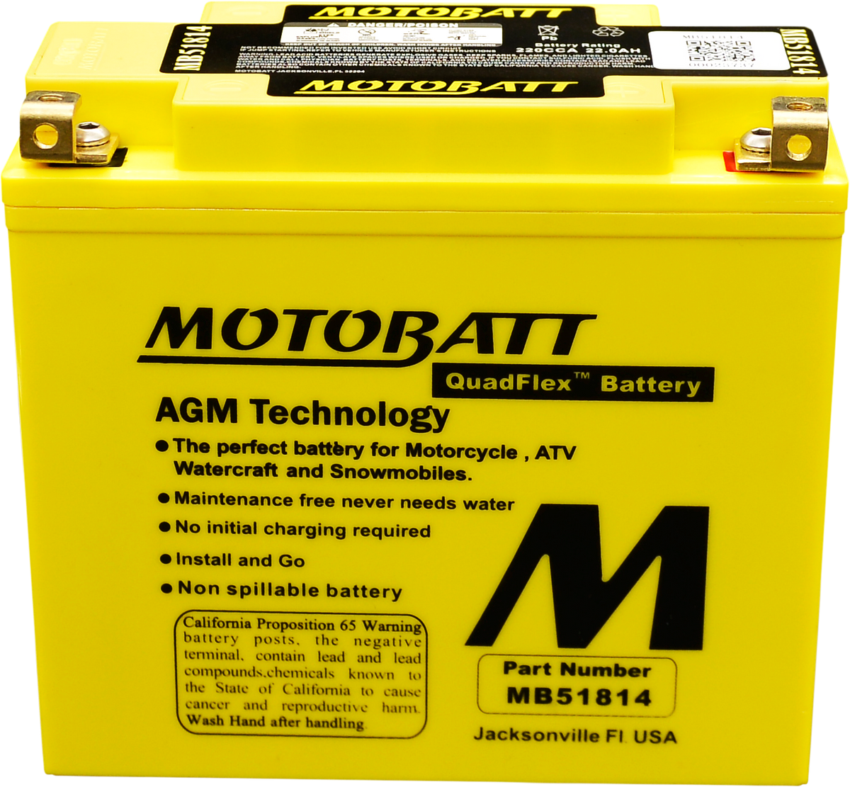 Battery Mb51814 Sealed Factory Activated - 491-1025 - Motobatt