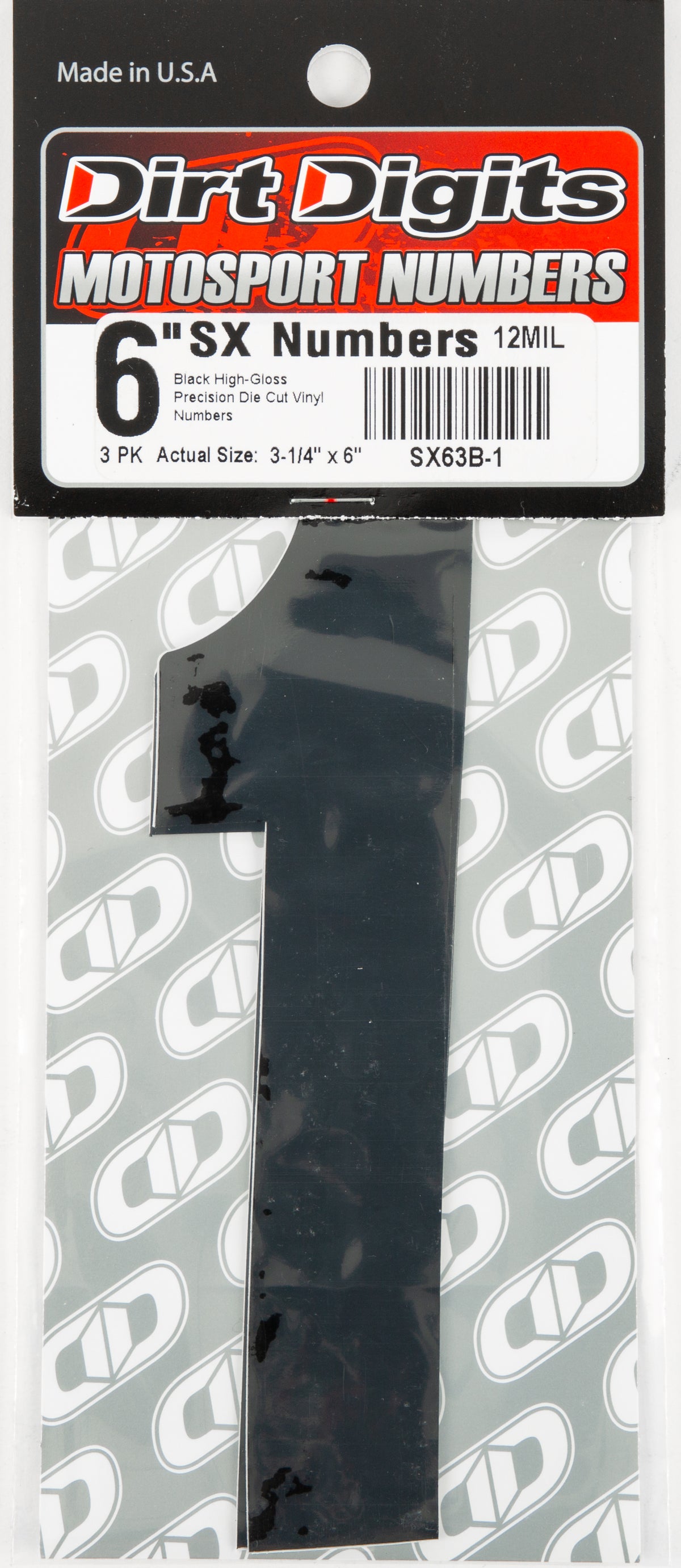 #1 6" Black Super X Digits 3/Pk - 09-6511 - Dirt Digits