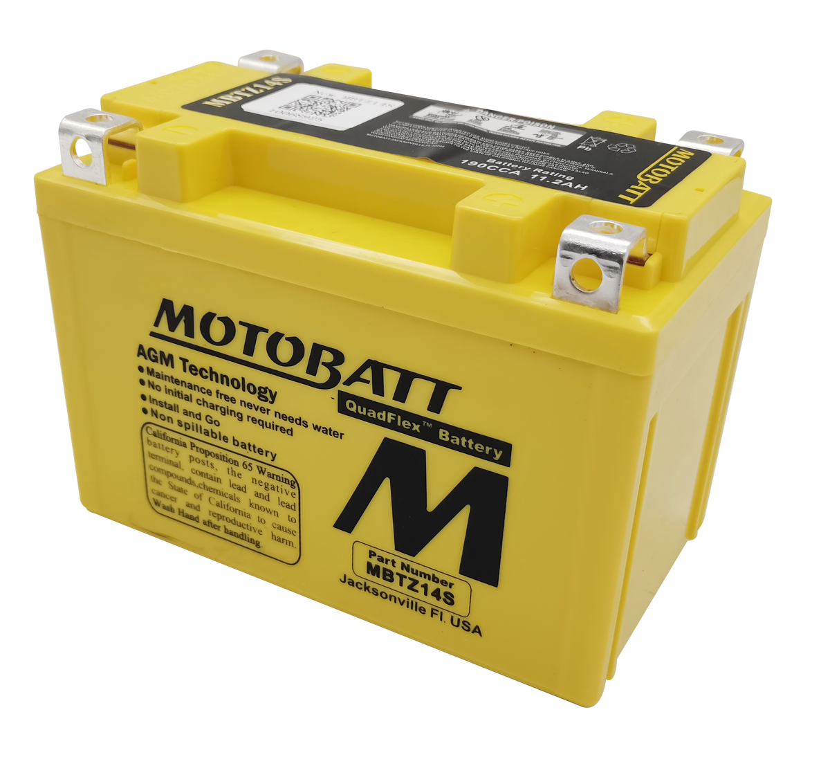 Battery Mbtz14s Sealed Factory Activated - 491-1010 - Motobatt