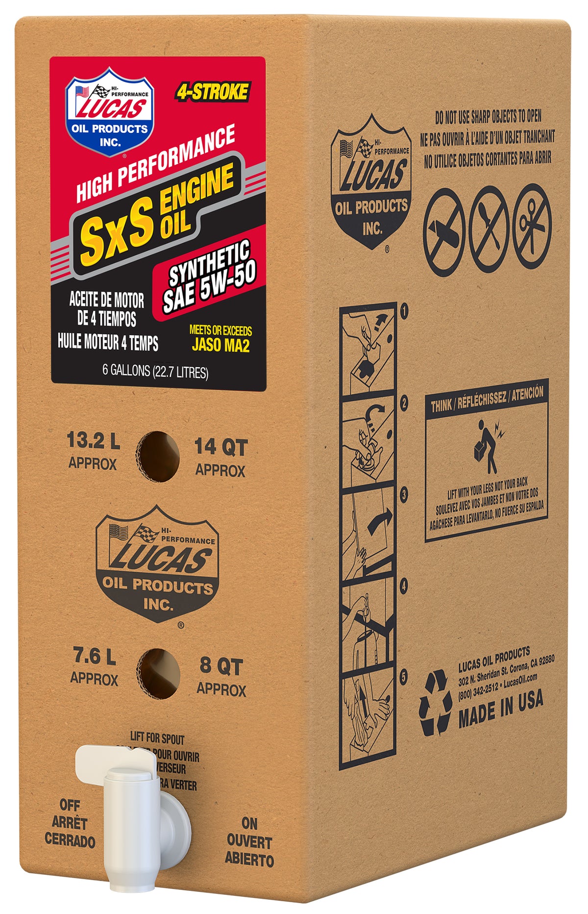 Sxs Synthetic Engine Oil 5w50 6gal Bib - 58-54044 - LUCAS