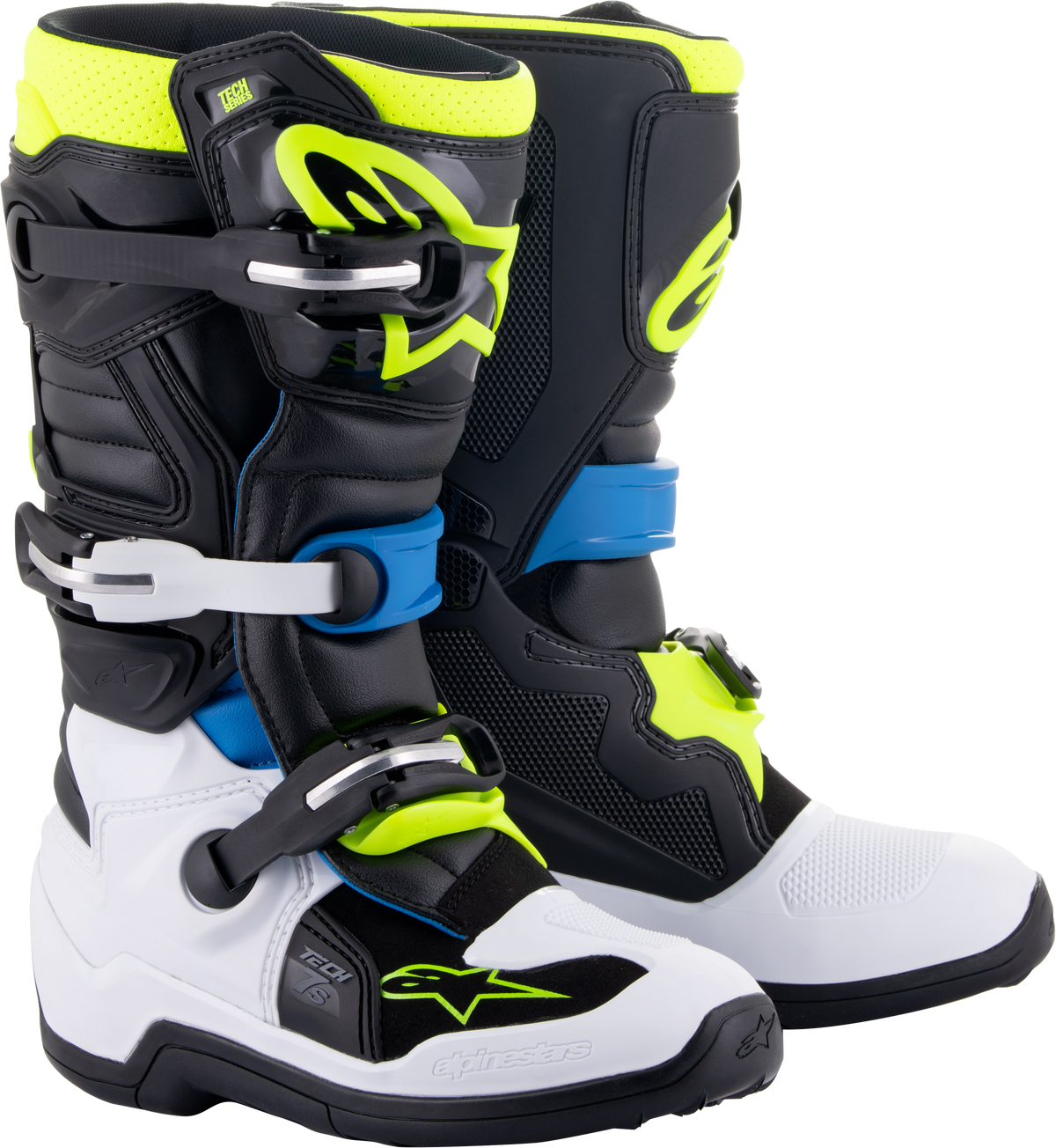 Tech 7s Boots Blk/Enamel Blu/Fluo Yel Sz 7 - 482-26607 - alpine star