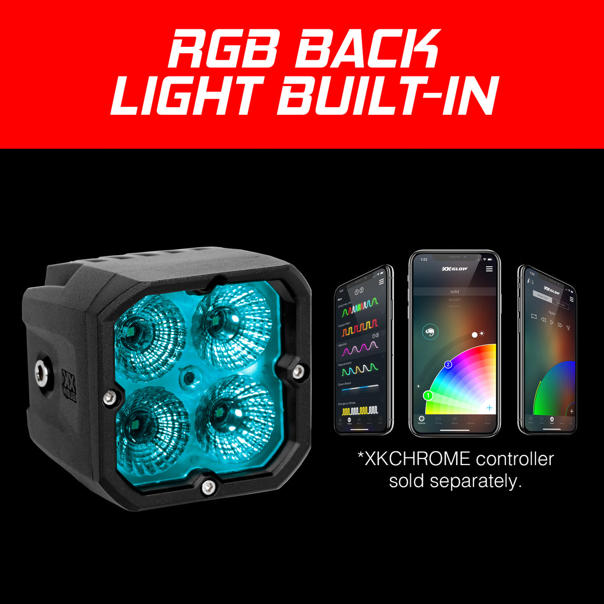 20w Rgb Pod Lights Flood Beam Pr - 653-0076 - XK Glow