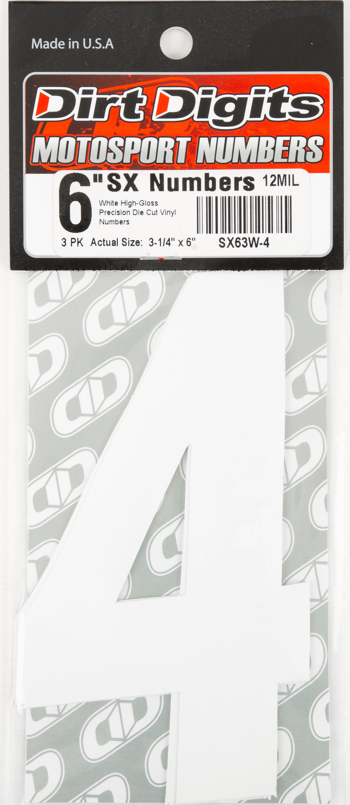 #4 6" White Super X Digits 3/Pk - 09-6504 - Dirt Digits