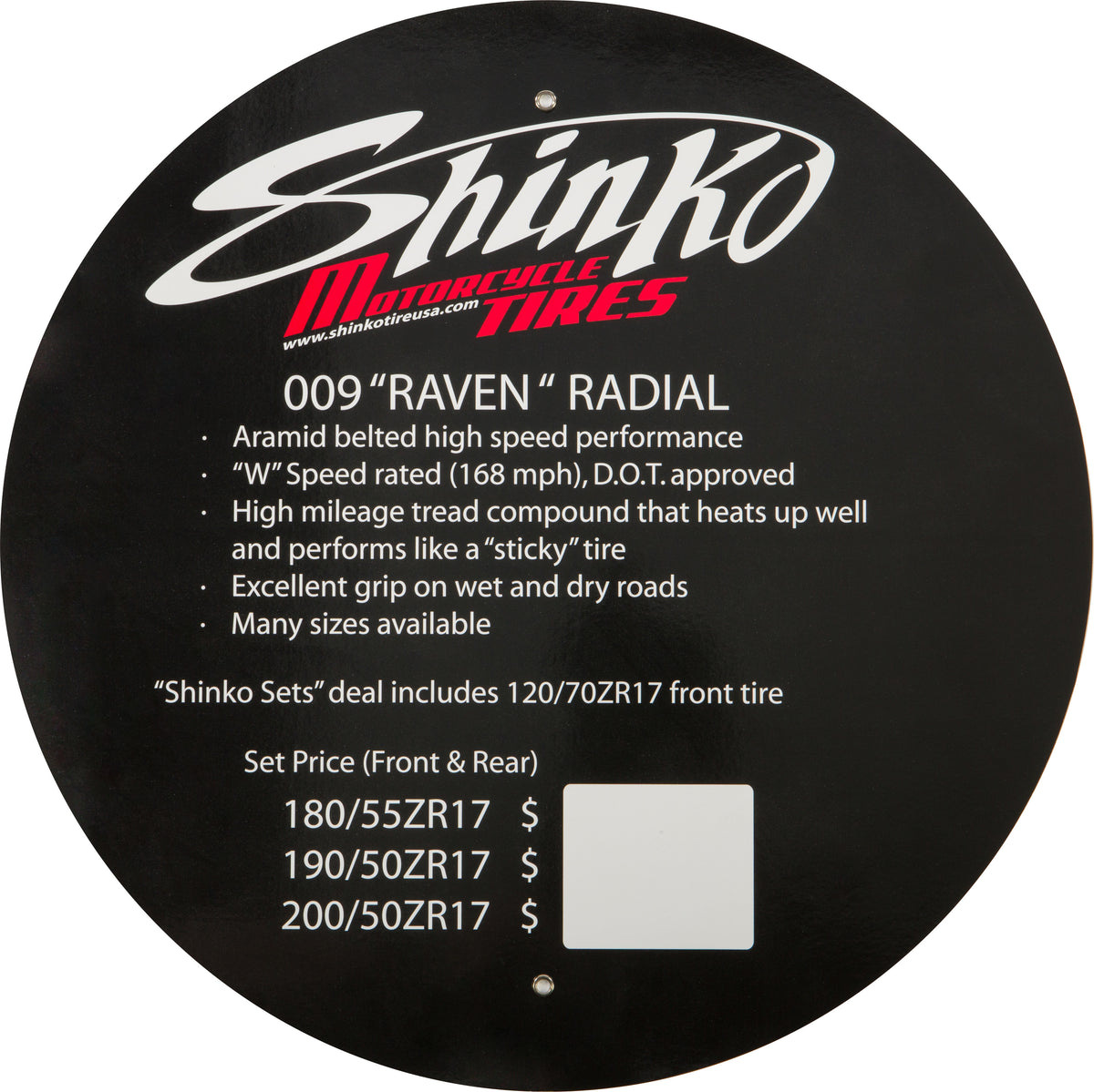 Tire Display Sign 009 Raven - 87-4999 - Shinko