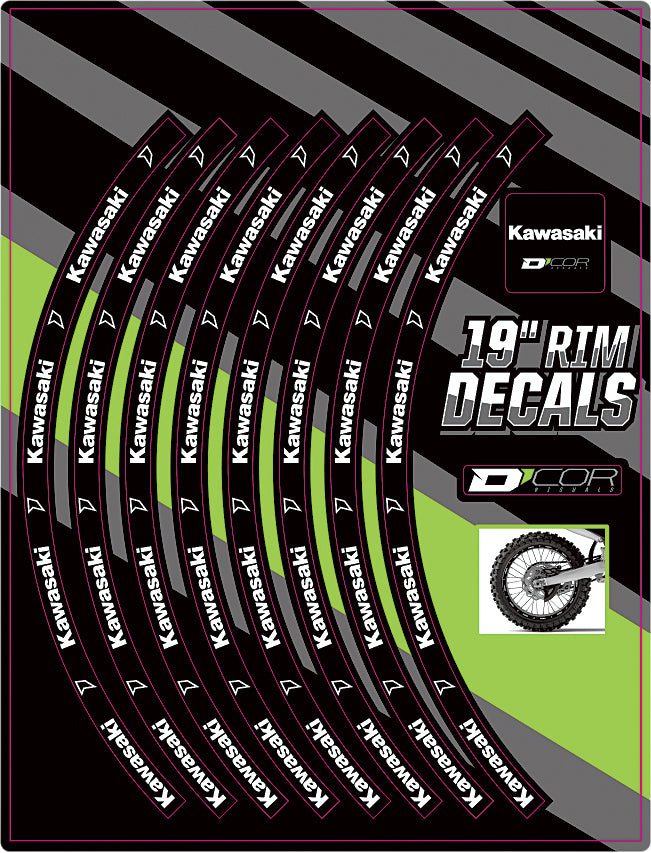 Rim Decals 19" Kawasaki Logo Rear - 862-9003 - DCOR