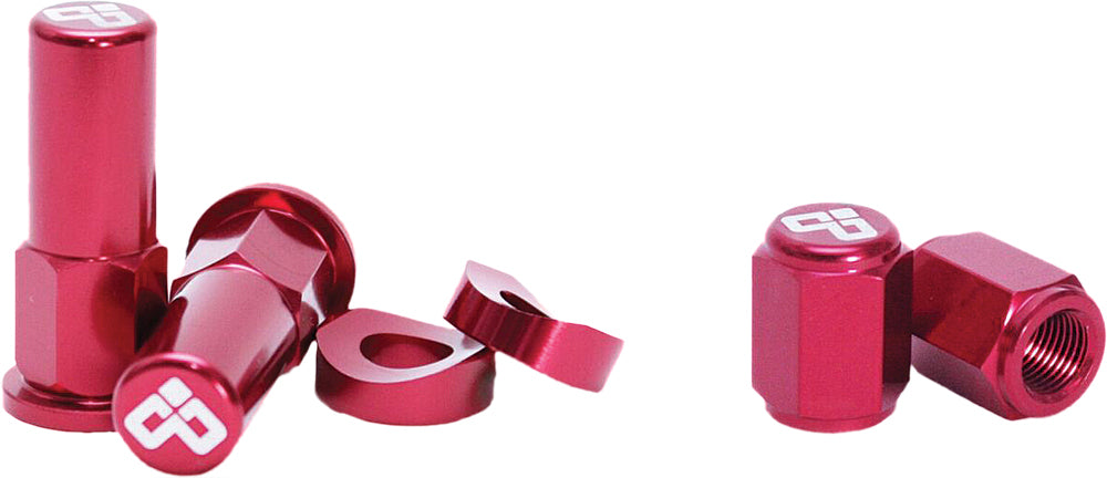 Rim Lock Nut & Valve Cap Kit Red - 868-051R - Dubya
