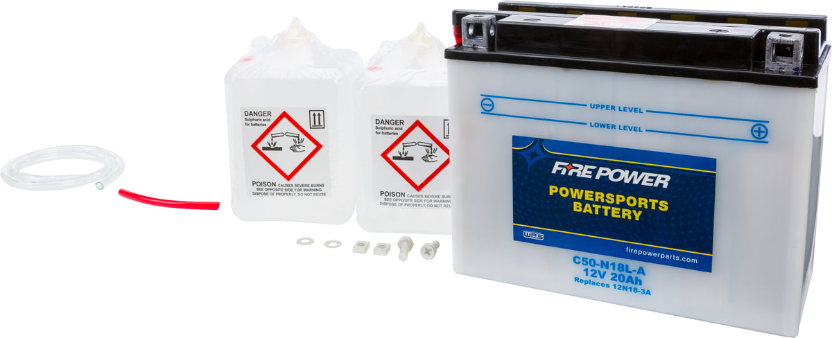 Battery W/Acid C50-N18l-A 12v Heavy Duty - 490-2250 - Fire Power
