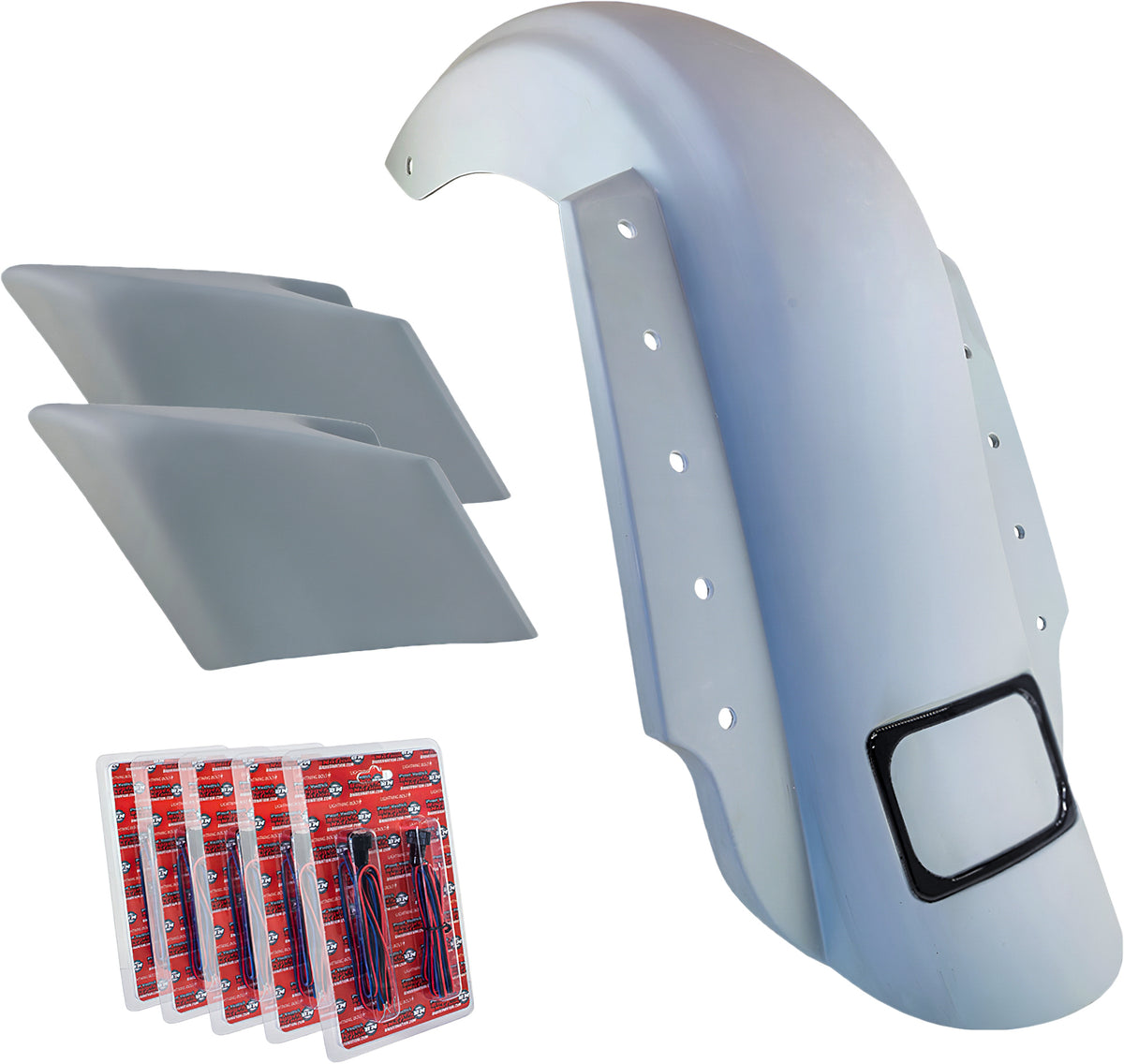 3-Piece Fender Kit Dual Outlet Black License Frame/Stretched - 827-05742 - Bagger Nation