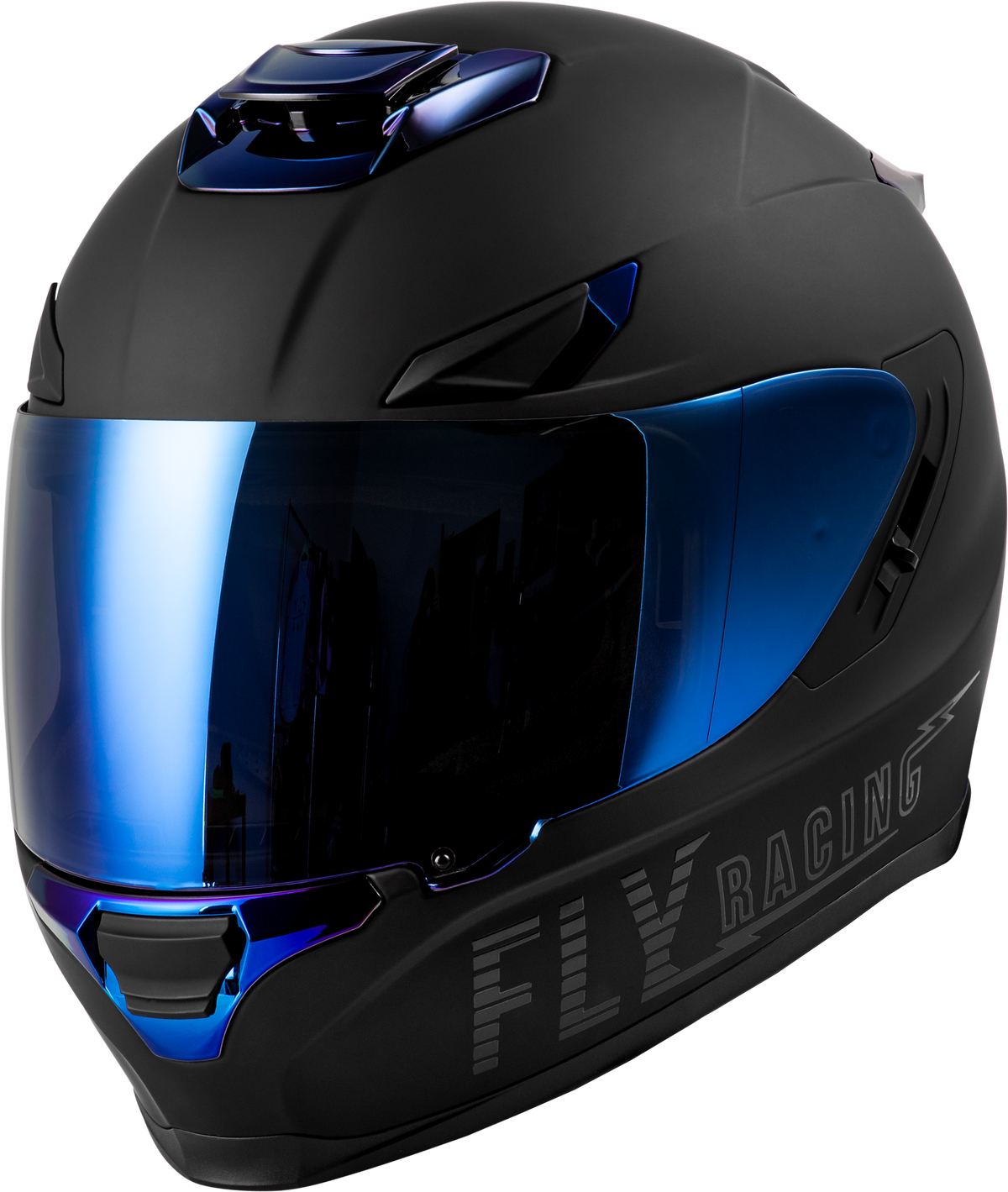 Sentinel Recon Helmet Matte Black/Blue Chrome Xl - 73-8428X - Fly Racing