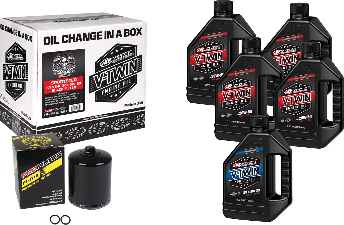 V-Twin Syn Oil Change Kit Xl Black Filter - 78-99935 - Maxima