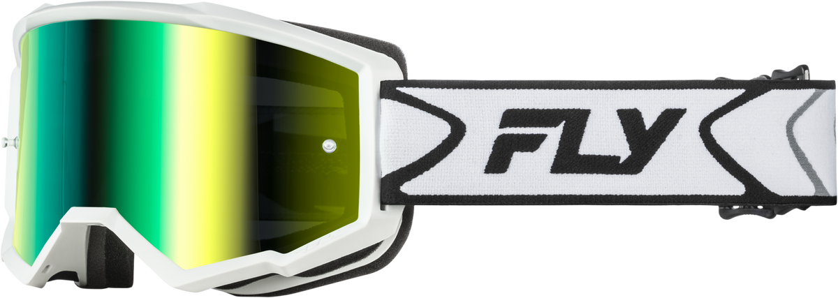 Zone Goggle White/Black W/ Iridescent Grn Mirror Lens - 37-51534 - Fly Racing