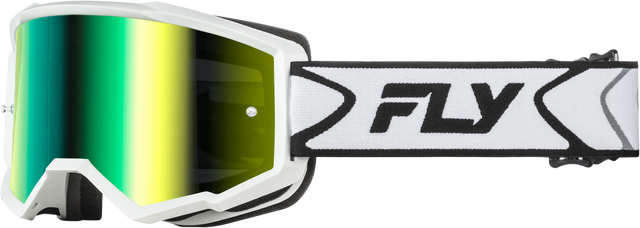 Zone Goggle White/Black W/ Iridescent Grn Mirror Lens - 37-51534 - Fly Racing