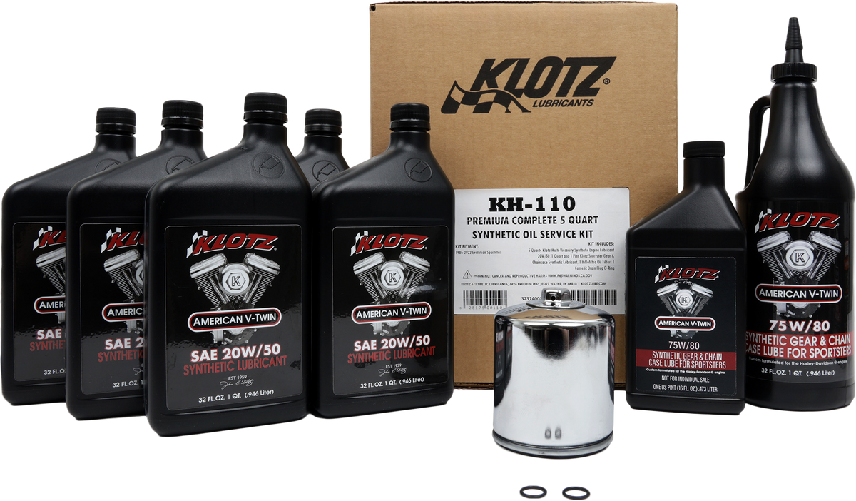 Premium Harley Davidson 5qt Synthetic Oil Change Kit - 842-0165 - Klotz Oil