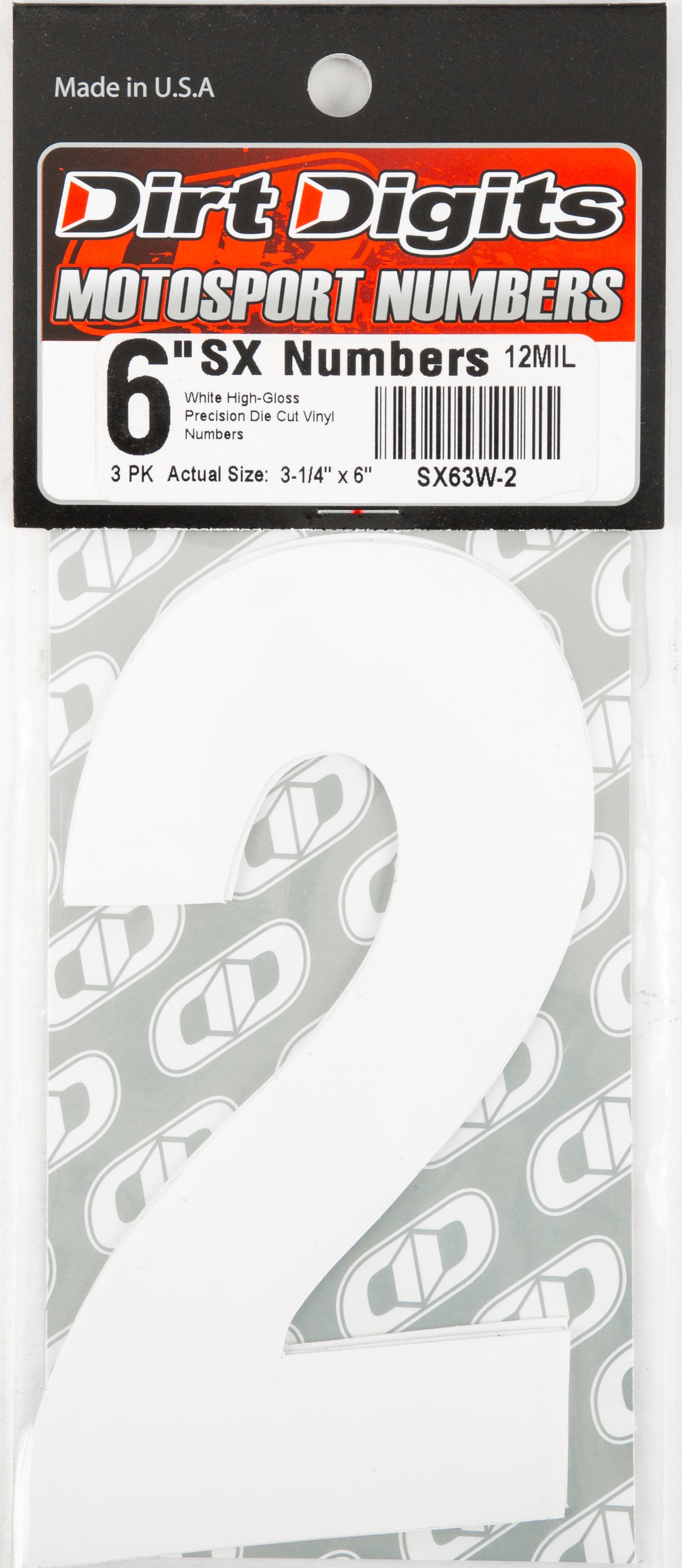 #2 6" White Super X Digits 3/Pk - 09-6502 - Dirt Digits