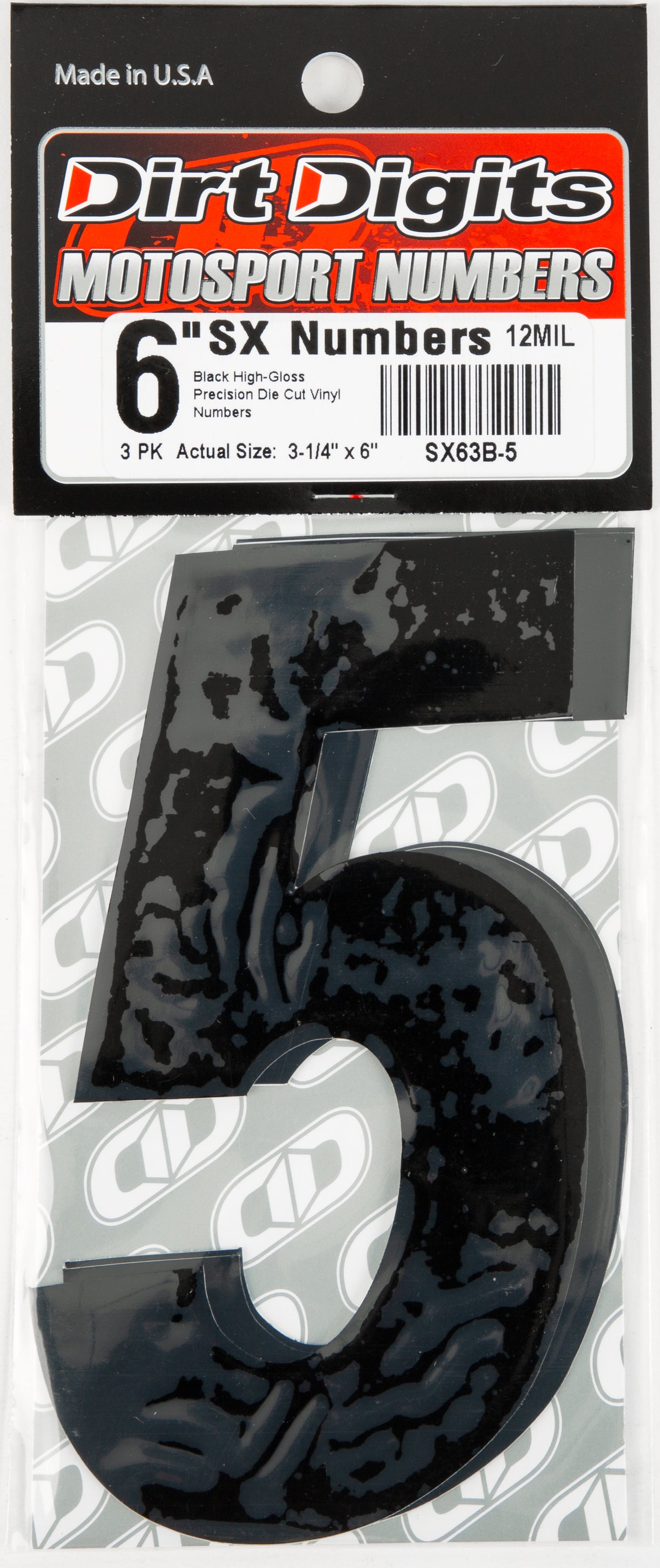 #5 6" Black Super X Digits 3/Pk - 09-6515 - Dirt Digits