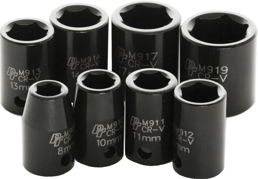 8 Pc 3/8" Met Imp Skt Set Shallow - 117-1001 - Performance Tool