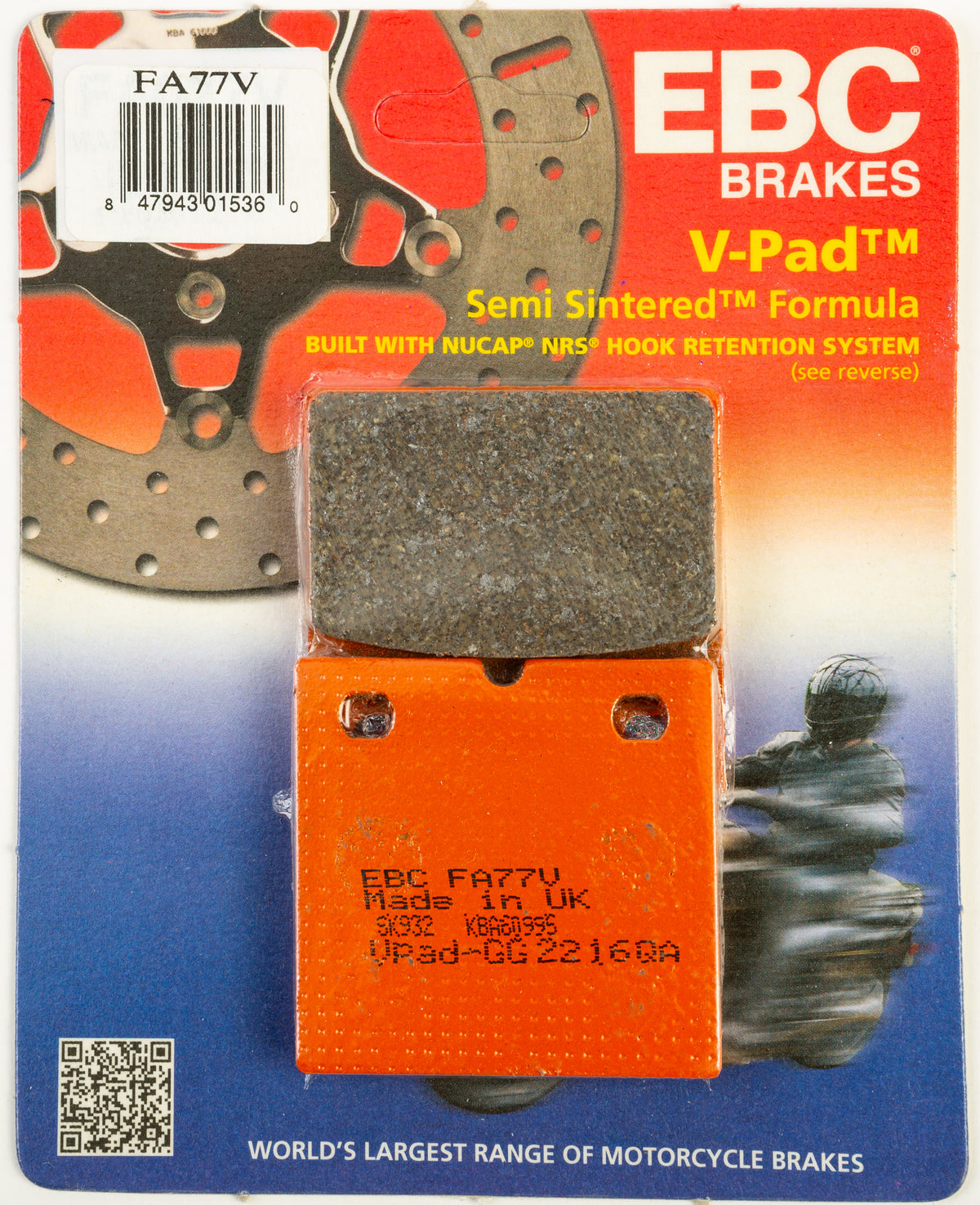 Brake Pads Fa77v Semi-Sintered V Series - 15-77V - EBC Motorcycle Brakes
