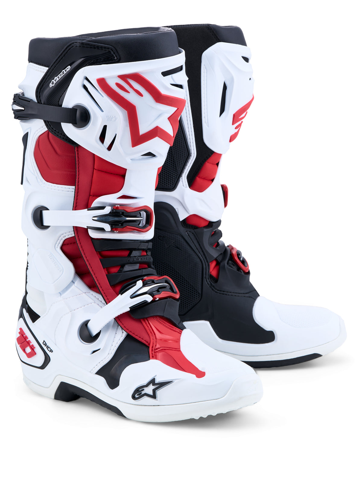 Tech 10 Boots Wht/Blk/Br Red 8 - 482-0024808 - alpine star