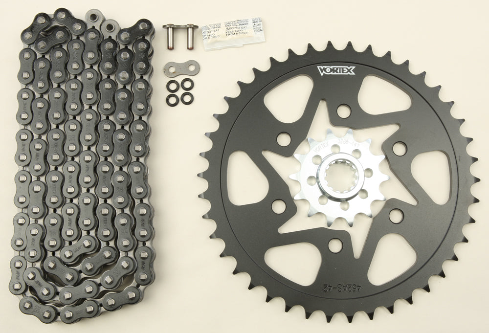 Sprocket/Chain Kit Stl/Stl 14/42t Sil Sx3 520-108l Blk - 3-CK6352 - VORTEX