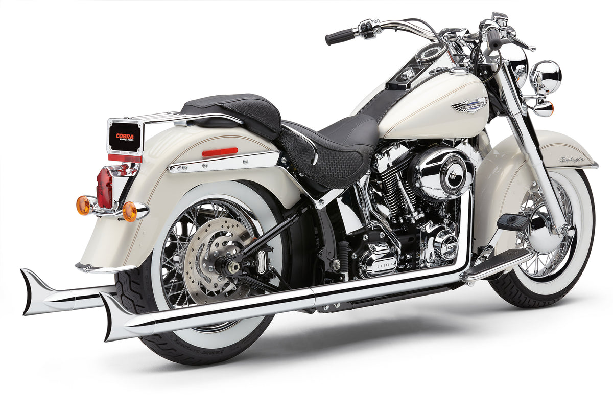 Bad Hombre True Dual Fishtails Chrome Softail 12-17 - 82-96081 - Cobra