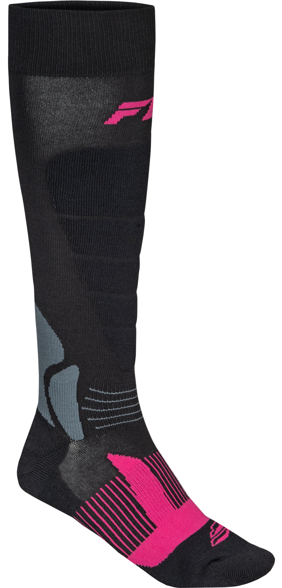 Snow Heavyweight Wool Sock Black/Pink Lg/Xl - 350-0572L - Fly Racing