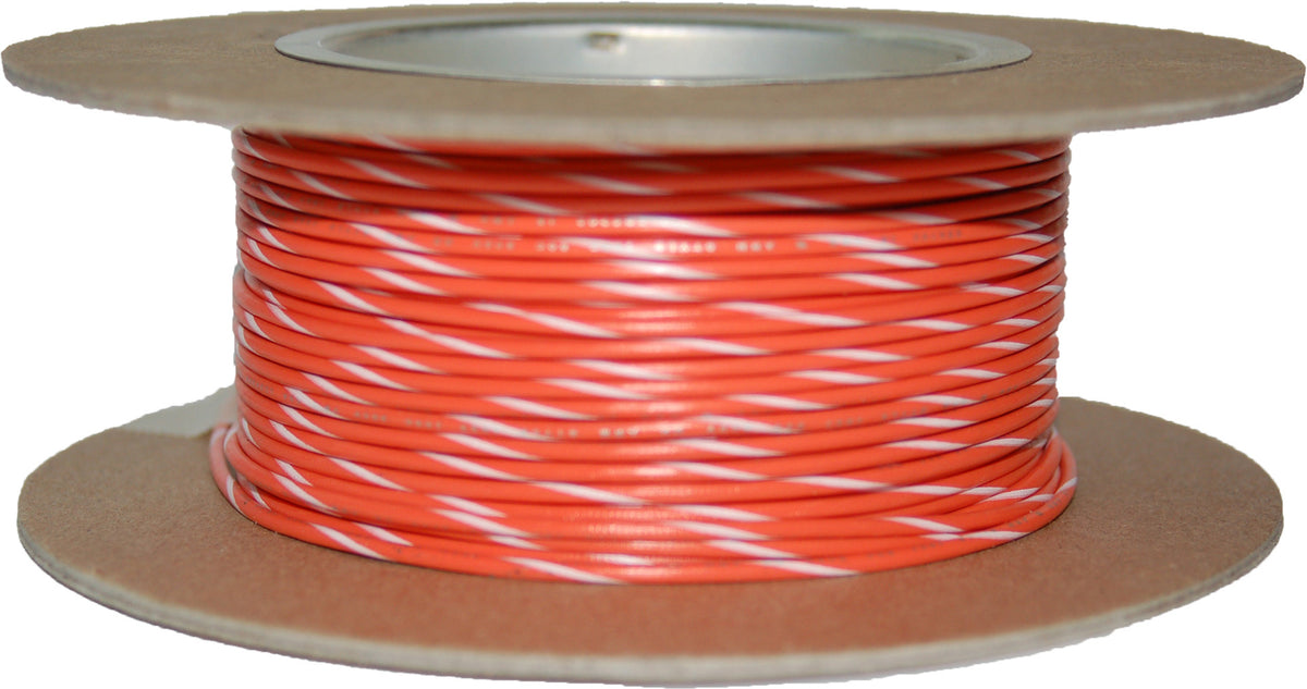 #18-Gauge Orange/White Stripe 100' Spool Of Primary Wire - 850-08944 - Namz