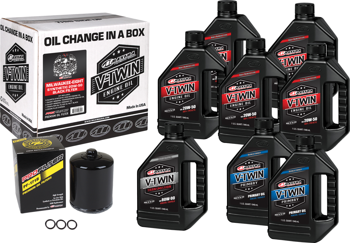 V-Twin Syn Oil Change Kit M8 Black Filter - 78-99931 - Maxima