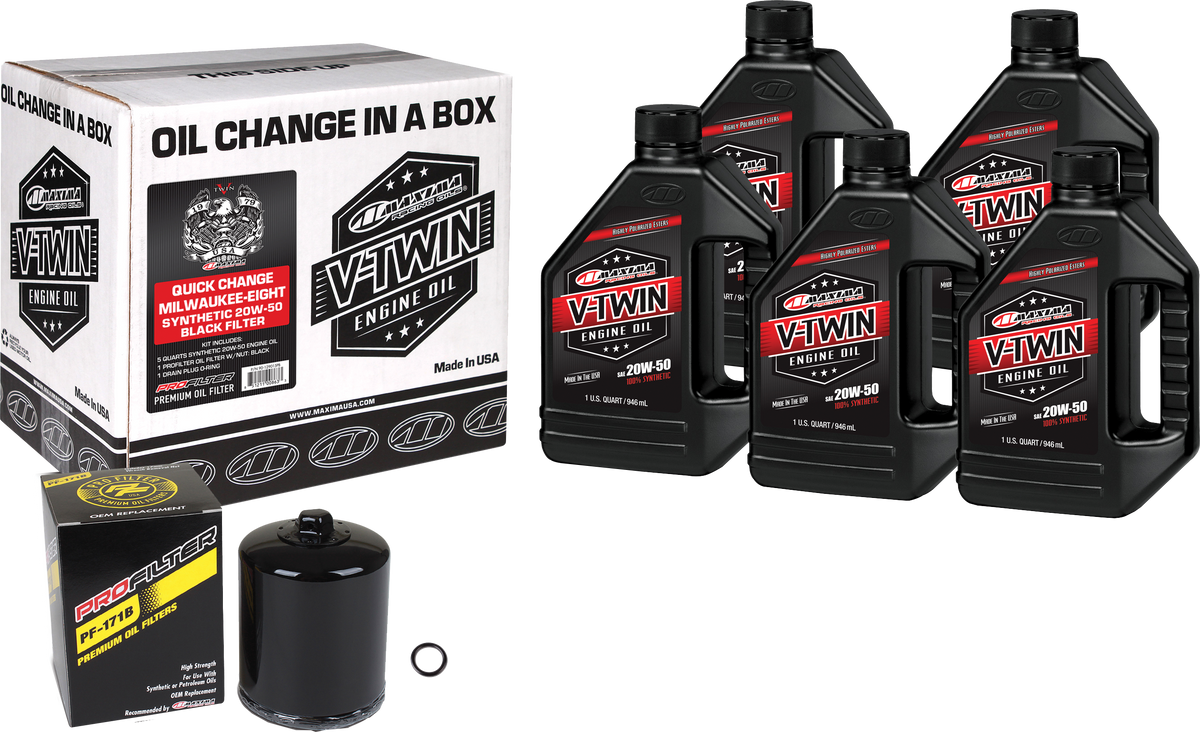 V-Twin Syn Oil Change Kit M8 Black Filter - 78-99939 - Maxima