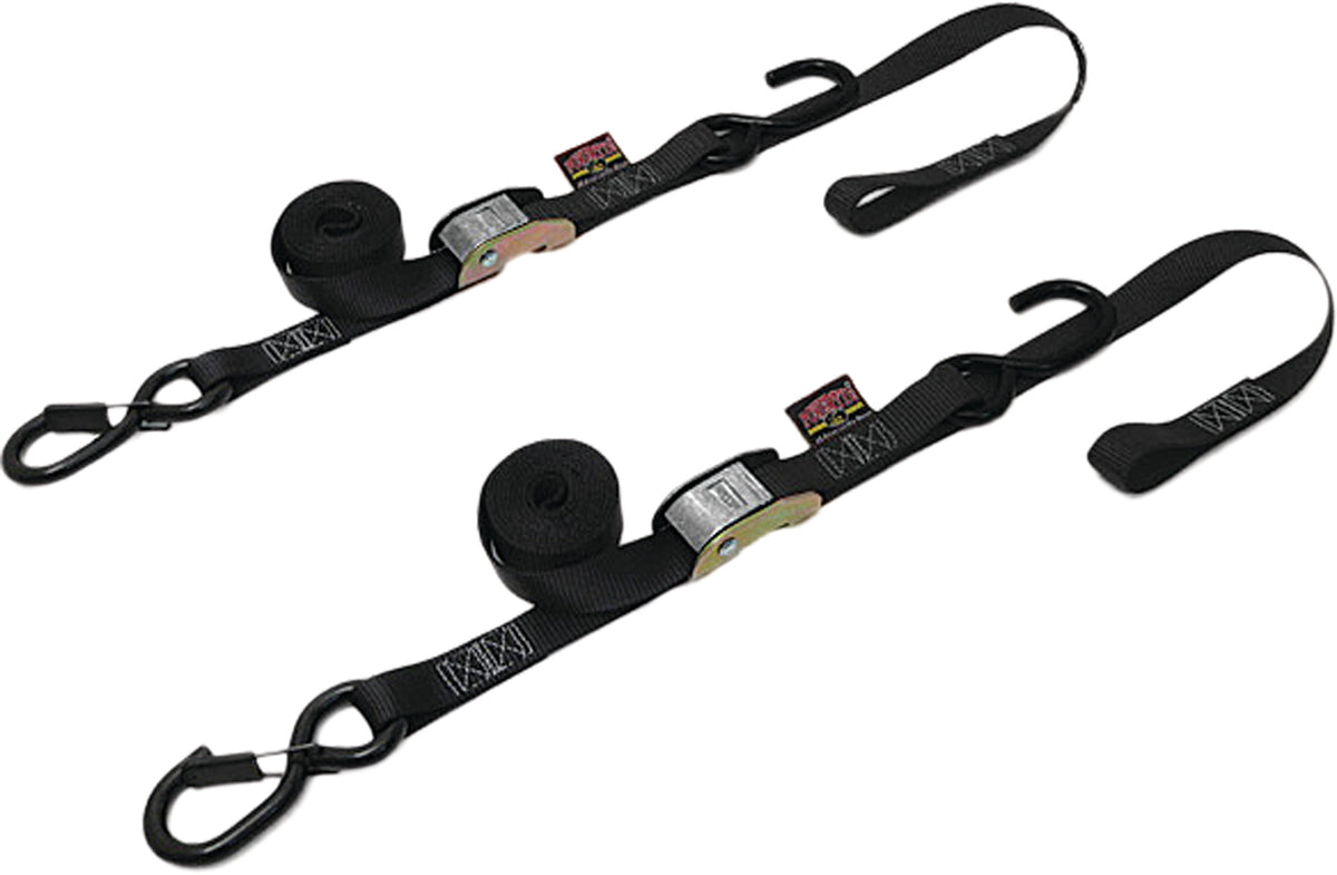 Tie-Down Cam Sec Hook Soft-Tye 1.5"X6' Black/Black Pair - 29-1181 - Powertye